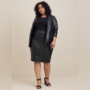 TORRID STUDIO Black Faux Pleather Pencil Skirt 1